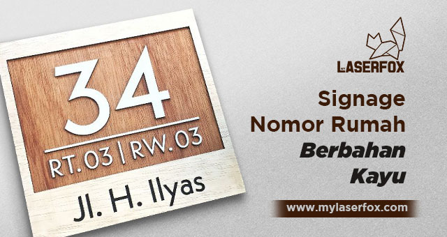 Signage Nomor Rumah Berbahan Kayu